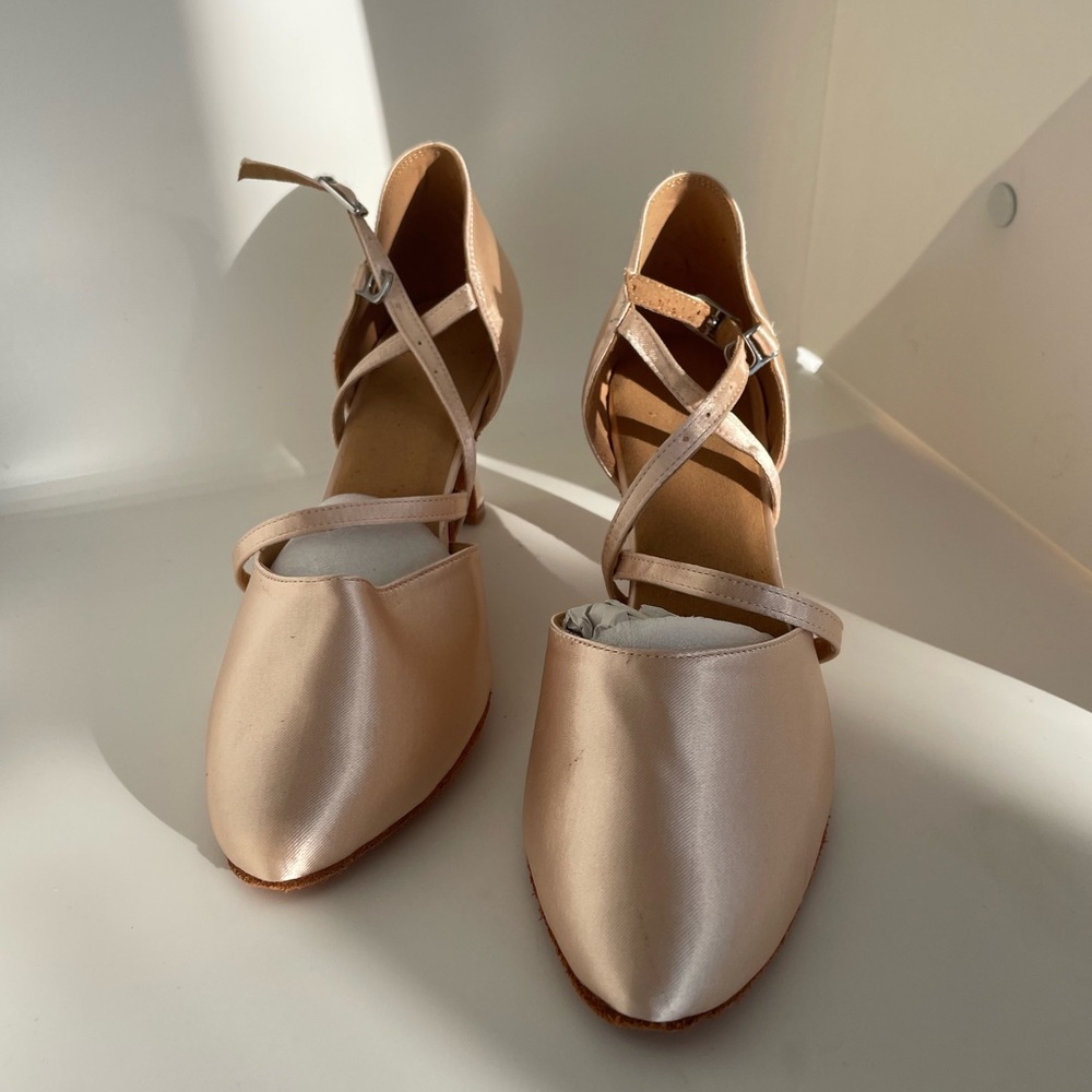 Satin Cream Dance Heels